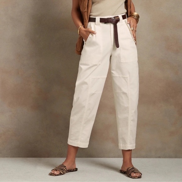 Banana Republic The Barrel Pant Utility Cream Womens 6 New - Picture 1 of 9